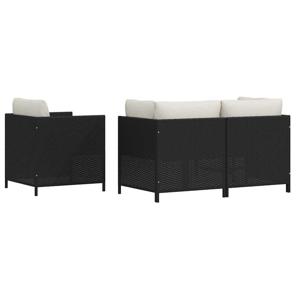 Set Divani da Giardino 4 pz con Cuscini in Polyrattan Nero