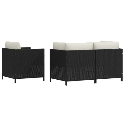 Set Divani da Giardino 4 pz con Cuscini in Polyrattan Nero