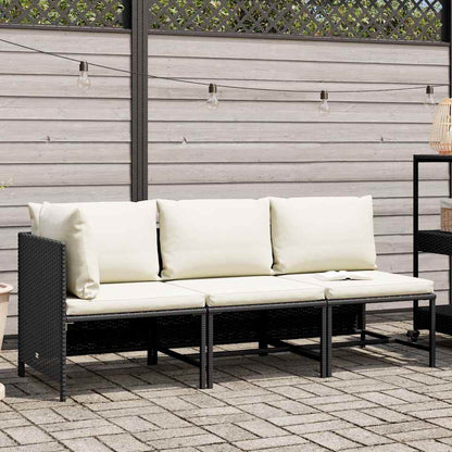 Set Divani da Giardino 3 pz con Cuscini in Polyrattan