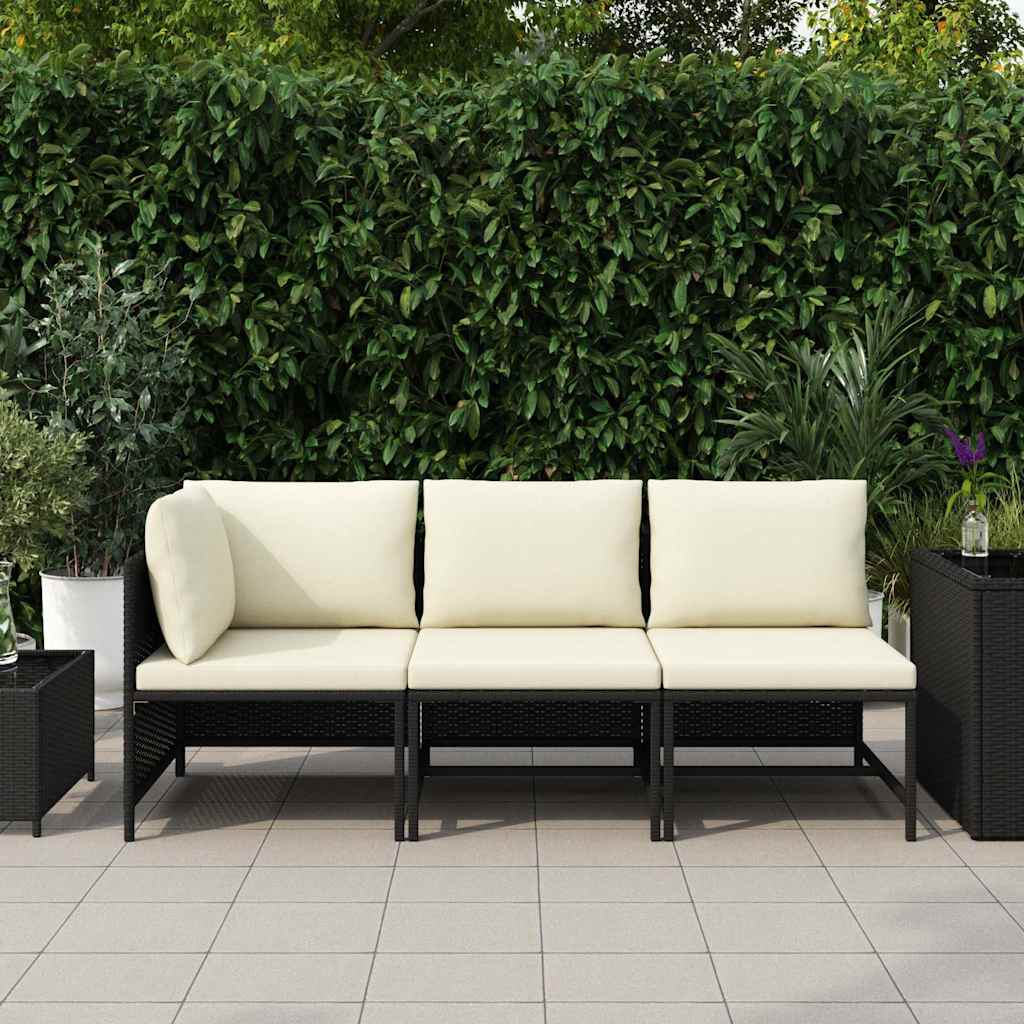 Set Divani da Giardino 3 pz con Cuscini in Polyrattan