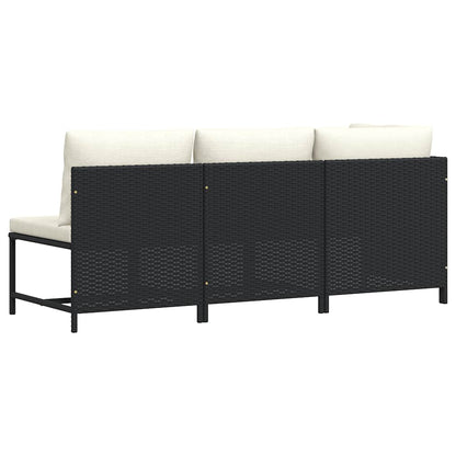 Set Divani da Giardino 3 pz con Cuscini in Polyrattan Nero | homemem39