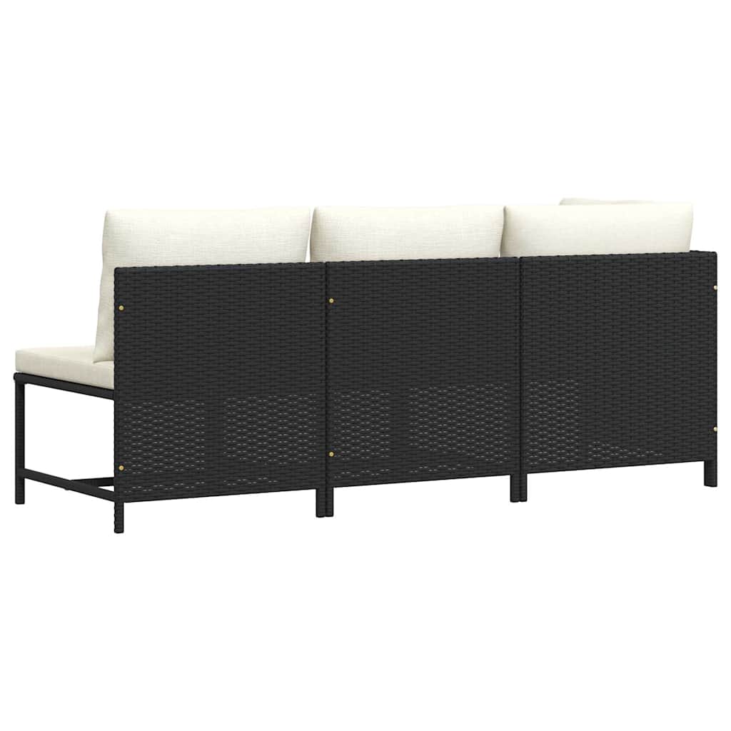 Set Divani da Giardino 3 pz con Cuscini in Polyrattan