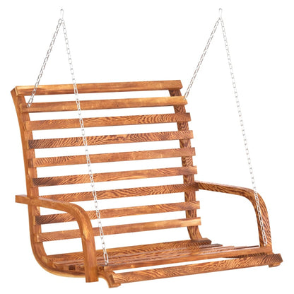 Panca a Dondolo in Legno Ricurvo Finitura Teak 126x63x92 cm | homemem39