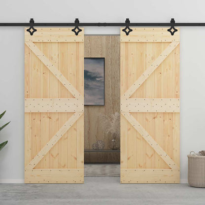 Porta Scorrevole con Set Hardware 80x210 cm in Legno di Pino