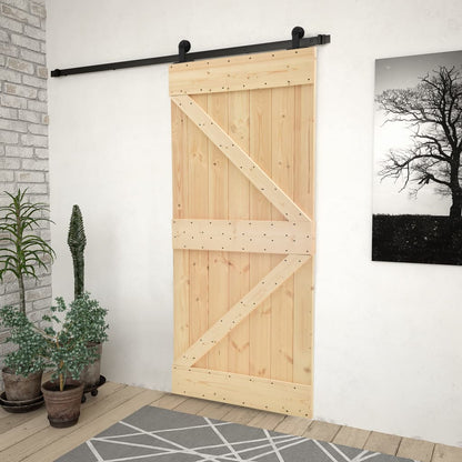 Porta Scorrevole con Set Hardware 90x210 cm in Legno di Pino