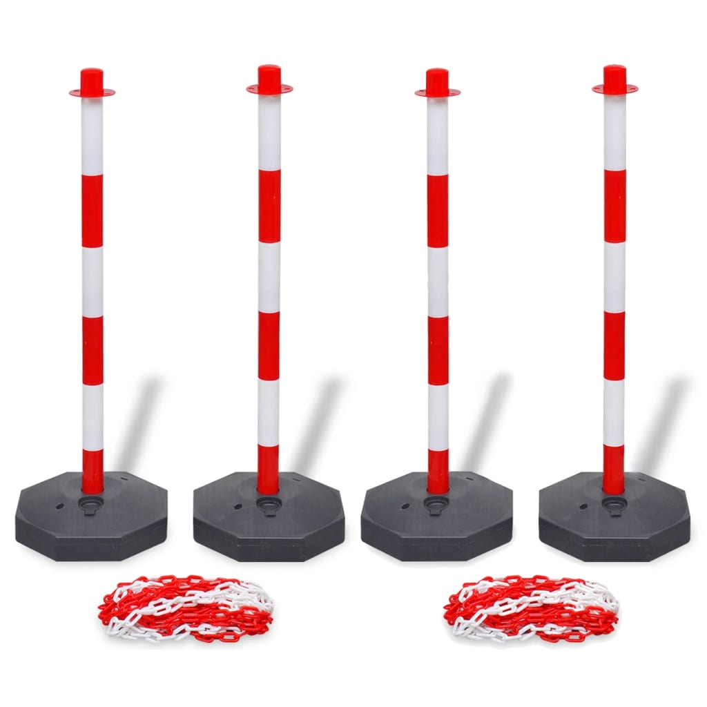 Set Stradale con 4 Pali e 2 Catene in Plastica 10 m Ciascuna - homemem39