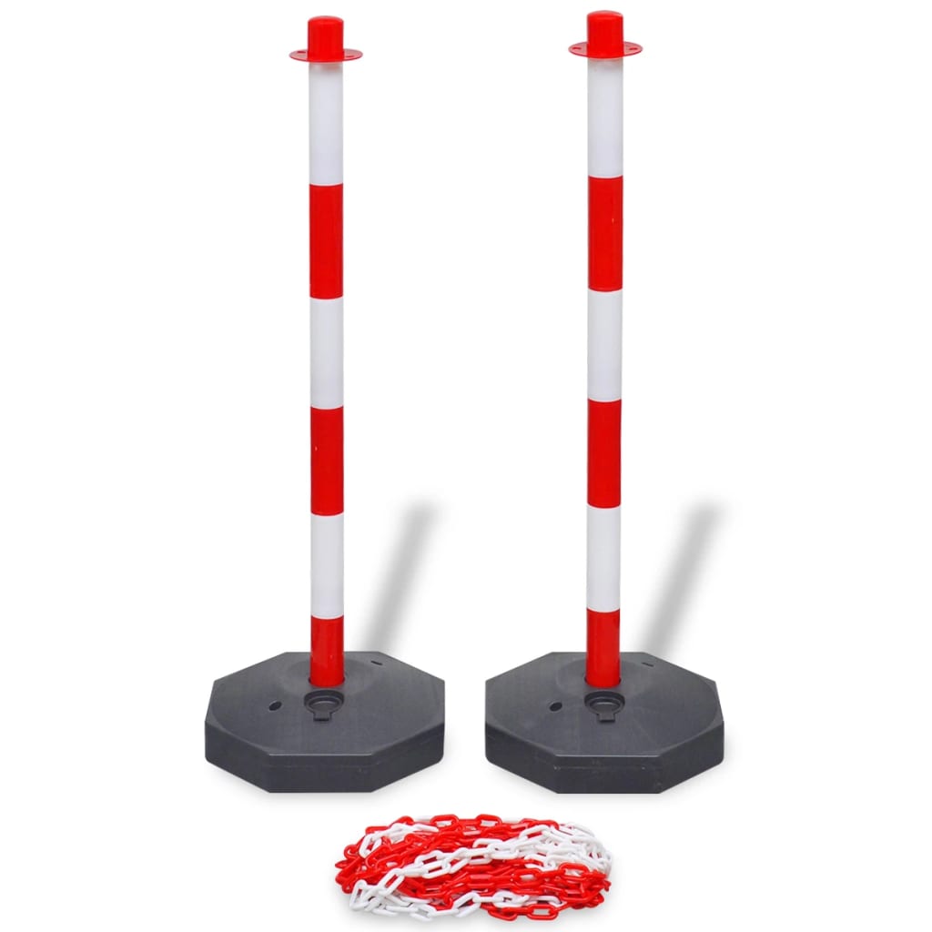 Set Stradale con 4 Pali e 2 Catene in Plastica 10 m Ciascuna - homemem39