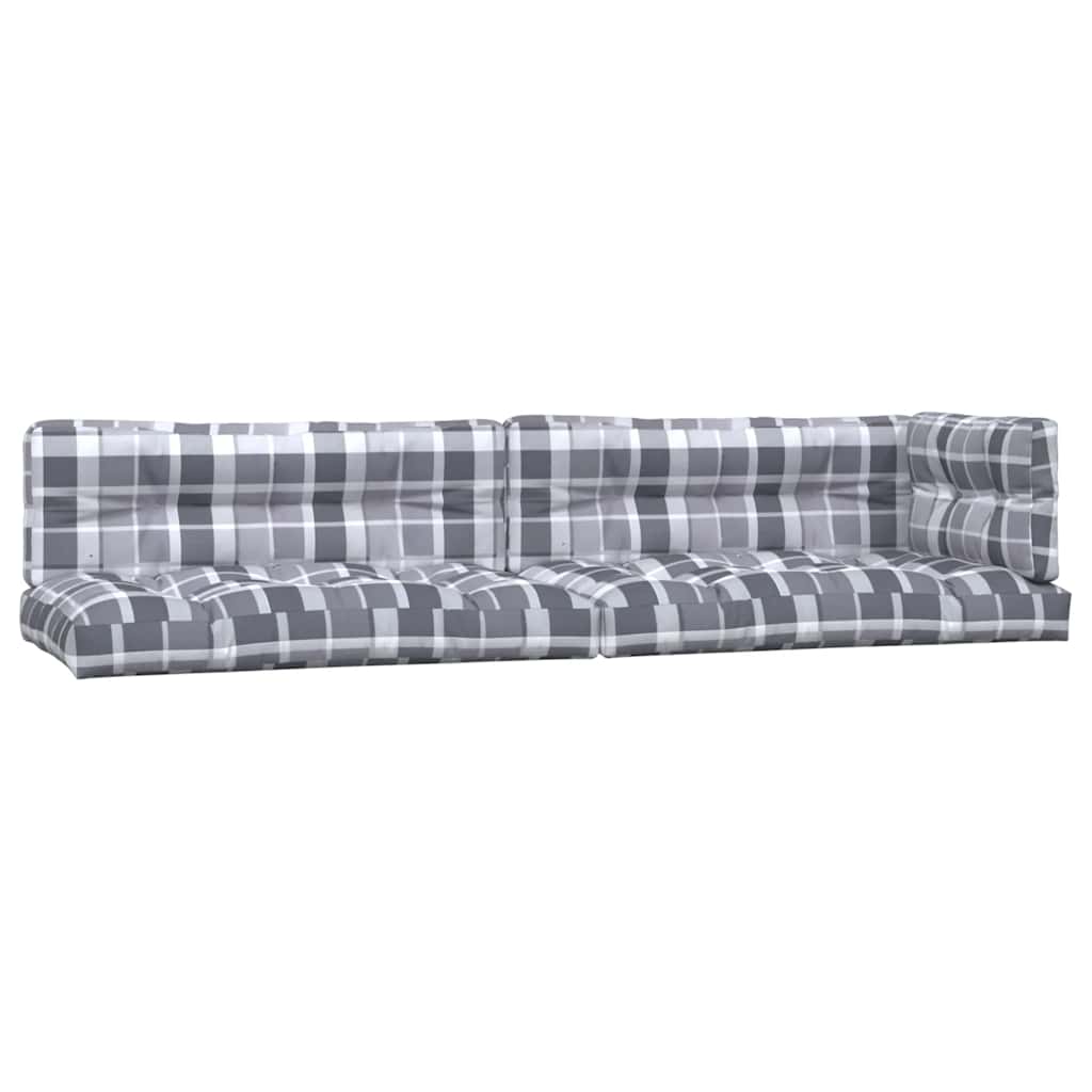 Cuscini per Pallet 5 pz Grigi a Quadri in Tessuto | homemem39