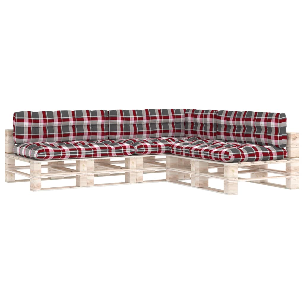 Cuscini per Divano Pallet 7 pz Rosso Motivo a Quadri | homemem39