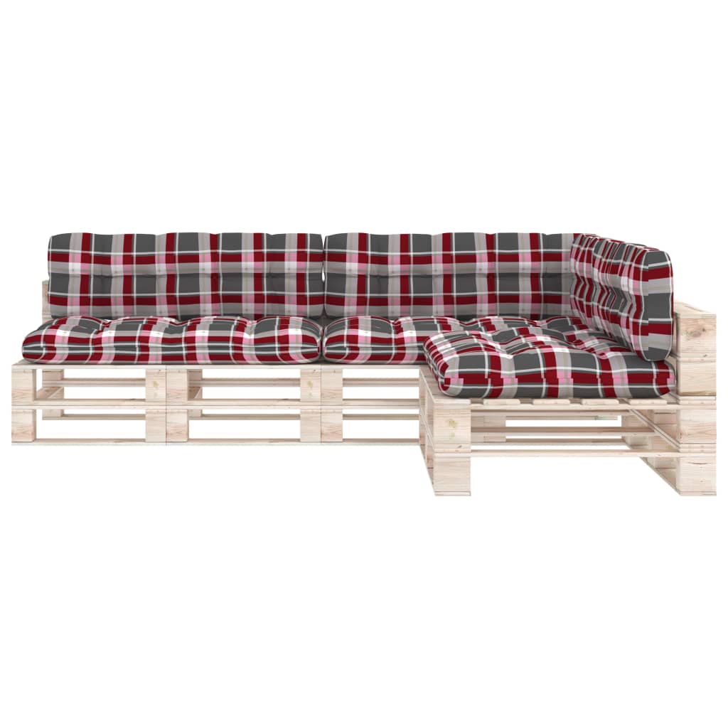 Cuscini per Divano Pallet 7 pz Rosso Motivo a Quadri | homemem39