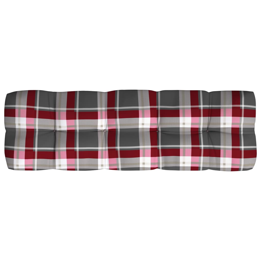 Cuscini per Divano Pallet 7 pz Rosso Motivo a Quadri | homemem39