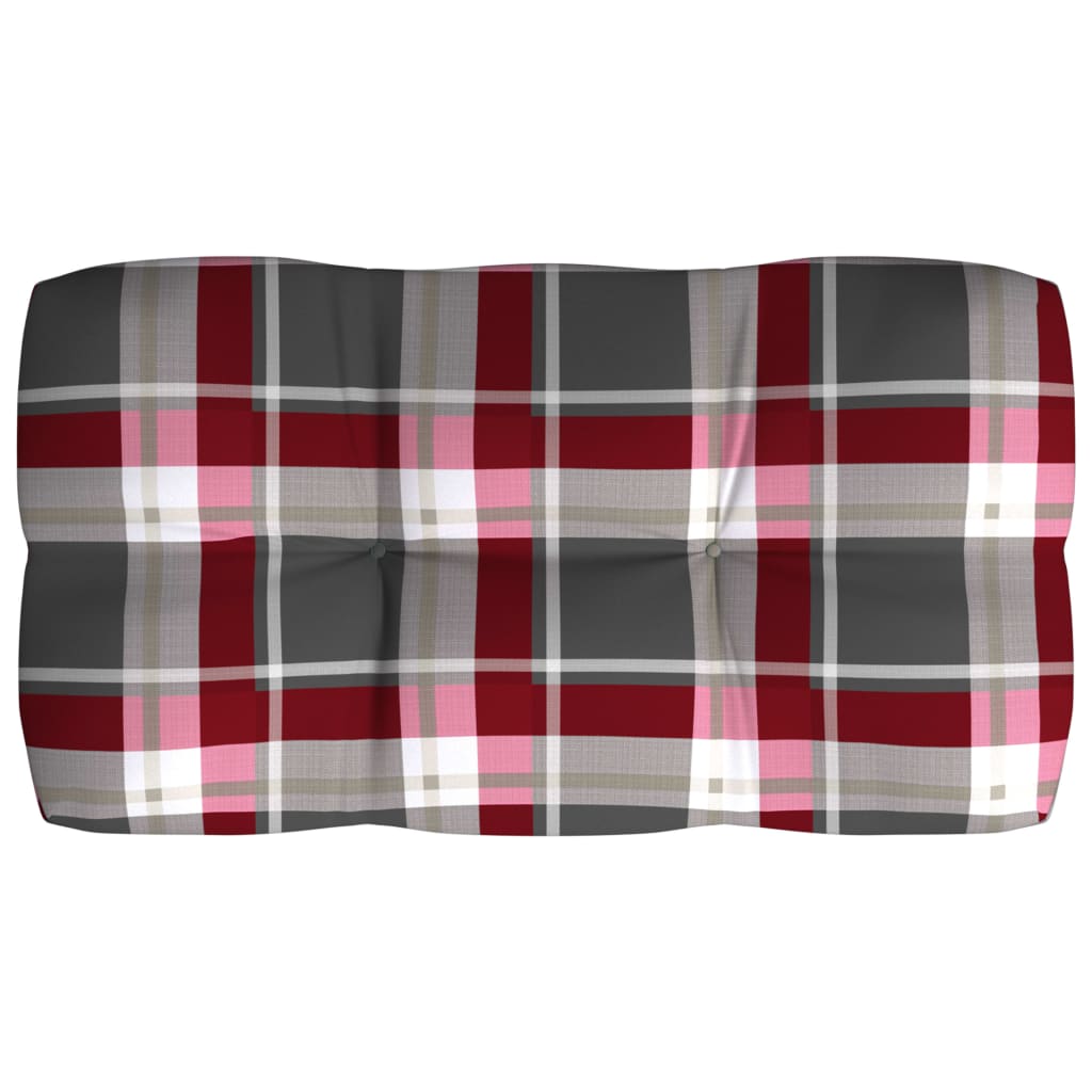 Cuscini per Divano Pallet 7 pz Rosso Motivo a Quadri | homemem39