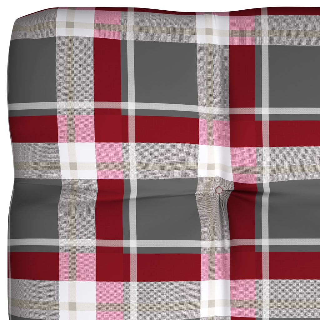 Cuscini per Divano Pallet 7 pz Rosso Motivo a Quadri | homemem39