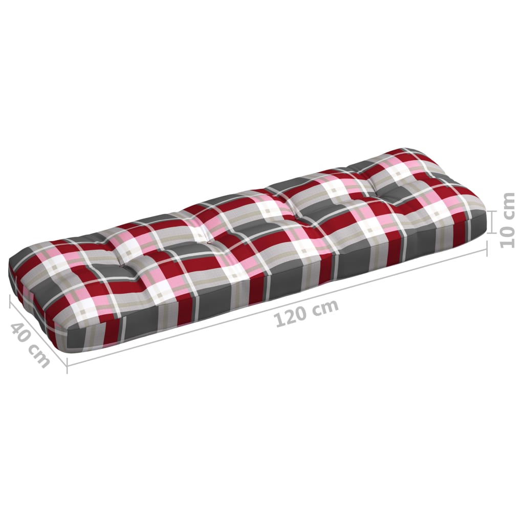 Cuscini per Divano Pallet 7 pz Rosso Motivo a Quadri | homemem39