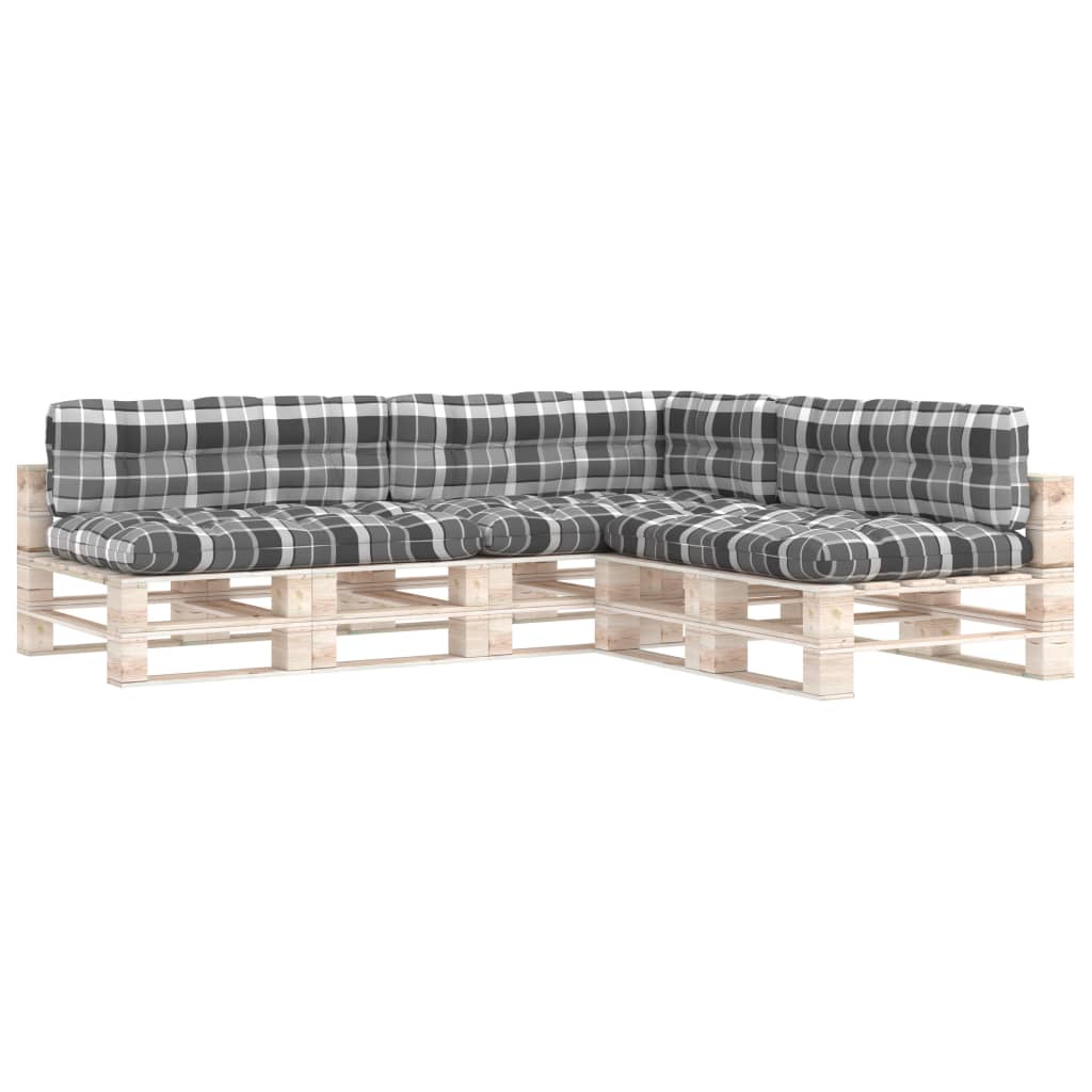 Cuscini per Divano Pallet 7 pz Grigio Motivo a Quadri | homemem39