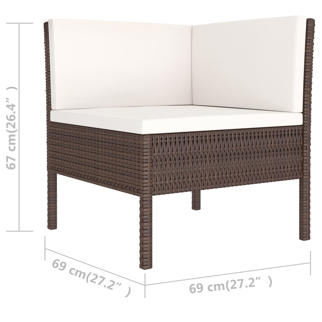 Set Divani da Giardino 6 pz con Cuscini in Polyrattan Marrone - homemem39
