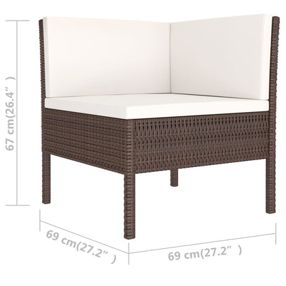 Set Divani da Giardino 6 pz con Cuscini in Polyrattan Marrone - homemem39