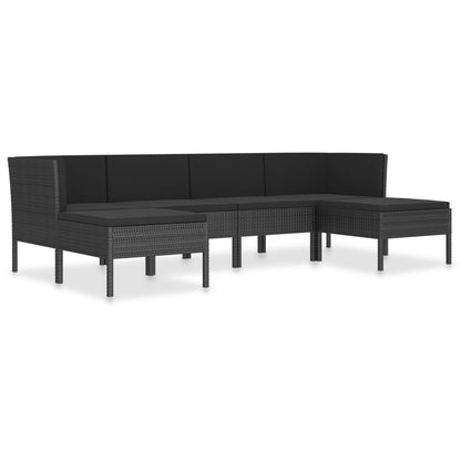 Set Divani da Giardino 6 pz con Cuscini in Polyrattan Nero | homemem39