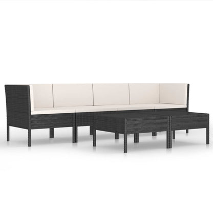 Set Divani da Giardino 9 pz con Cuscini in Polyrattan Nero - homemem39