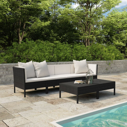 Set Divani da Giardino 9 pz con Cuscini in Polyrattan Nero - homemem39
