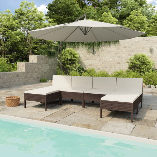 Set Divani da Giardino 6 pz con Cuscini in Polyrattan Marrone - homemem39