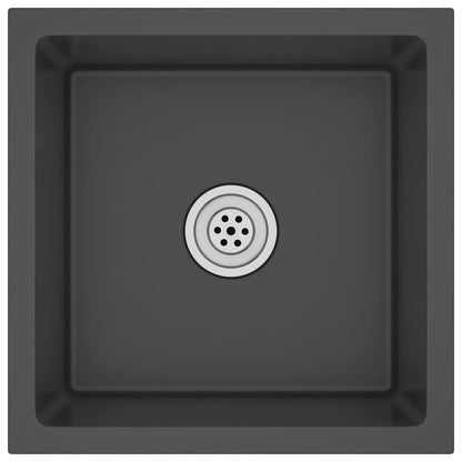 Lavello da Cucina Artigianale Nero in Acciaio Inox - homemem39