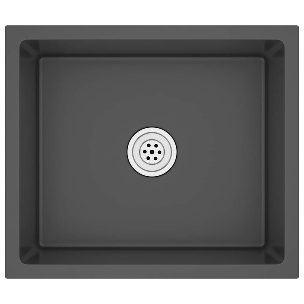 Lavello da Cucina Artigianale Nero in Acciaio Inox - homemem39