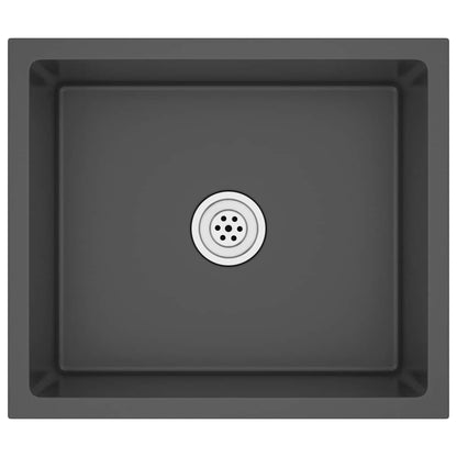 Lavello da Cucina Artigianale Nero in Acciaio Inox - homemem39