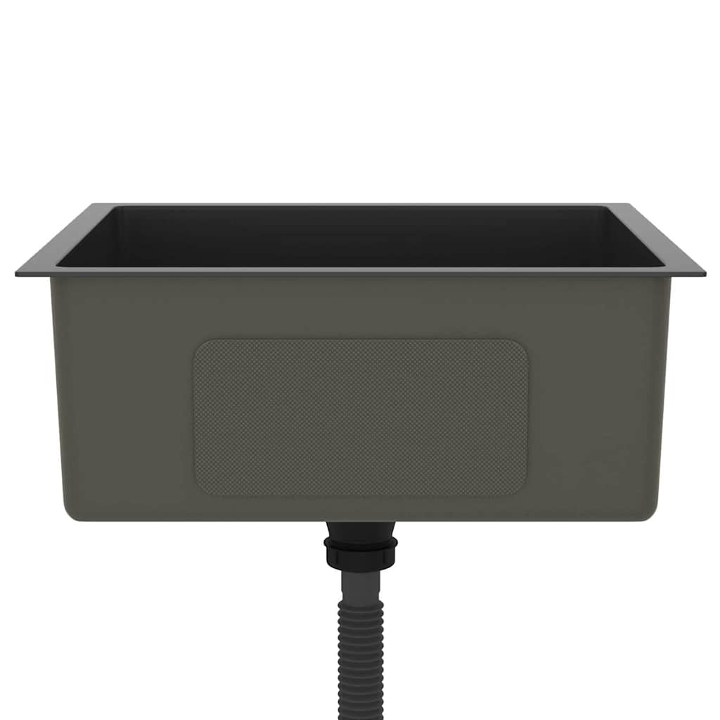 Lavello da Cucina Artigianale Nero in Acciaio Inox - homemem39