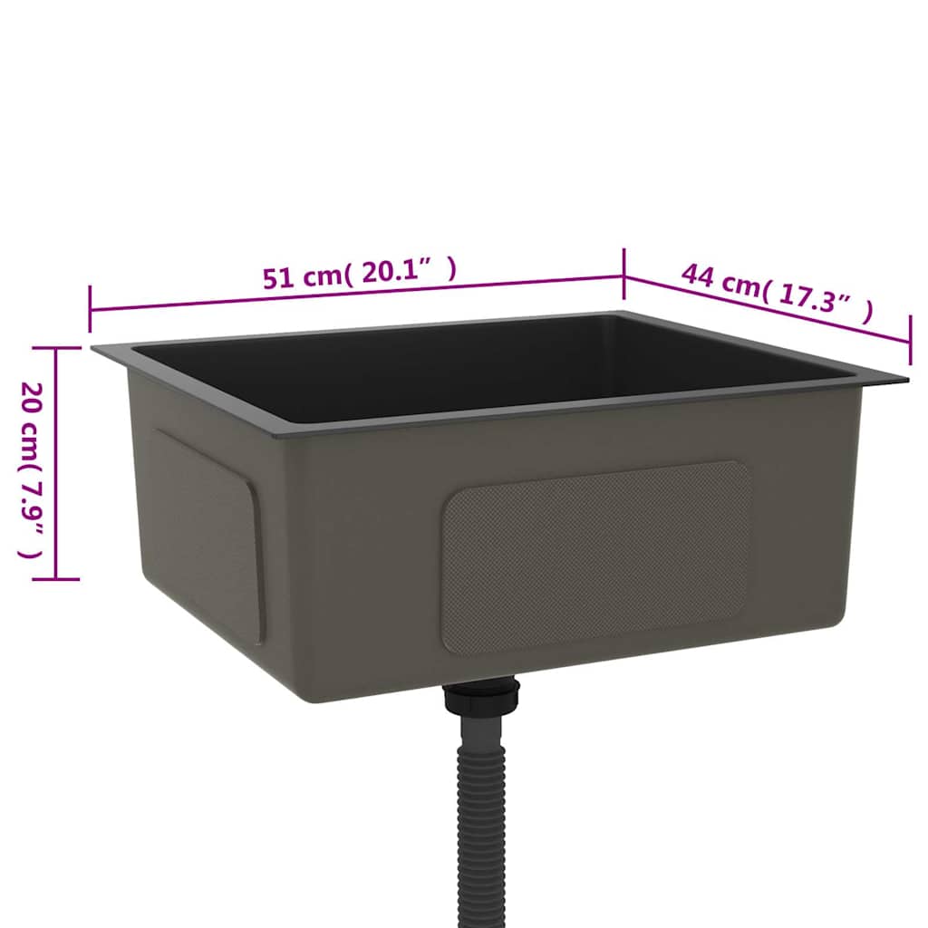 Lavello da Cucina Artigianale Nero in Acciaio Inox | homemem39