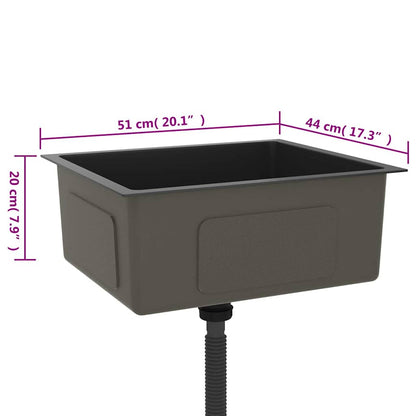 Lavello da Cucina Artigianale Nero in Acciaio Inox | homemem39