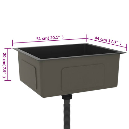 Lavello da Cucina Artigianale Nero in Acciaio Inox - homemem39