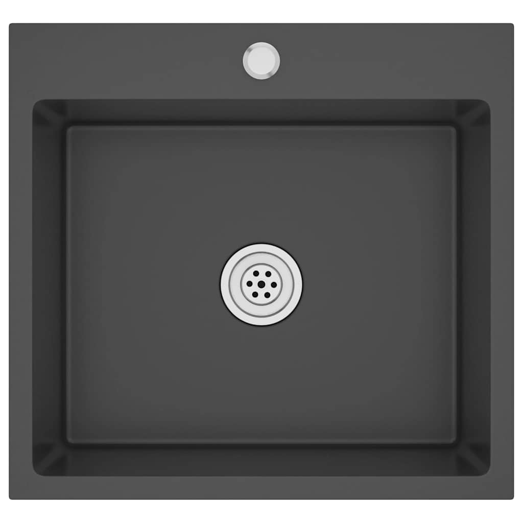 Lavello da Cucina Lavorato a Mano Nero Acciaio Inox - homemem39