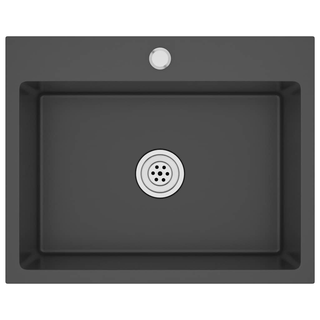 Lavello da Cucina Lavorato a Mano Nero Acciaio Inox - homemem39