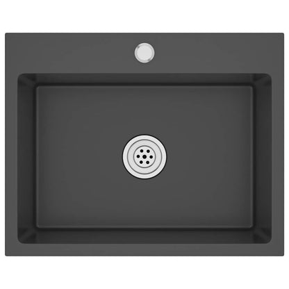 Lavello da Cucina Lavorato a Mano Nero Acciaio Inox - homemem39