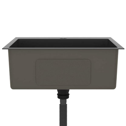 Lavello da Cucina Lavorato a Mano Nero Acciaio Inox - homemem39