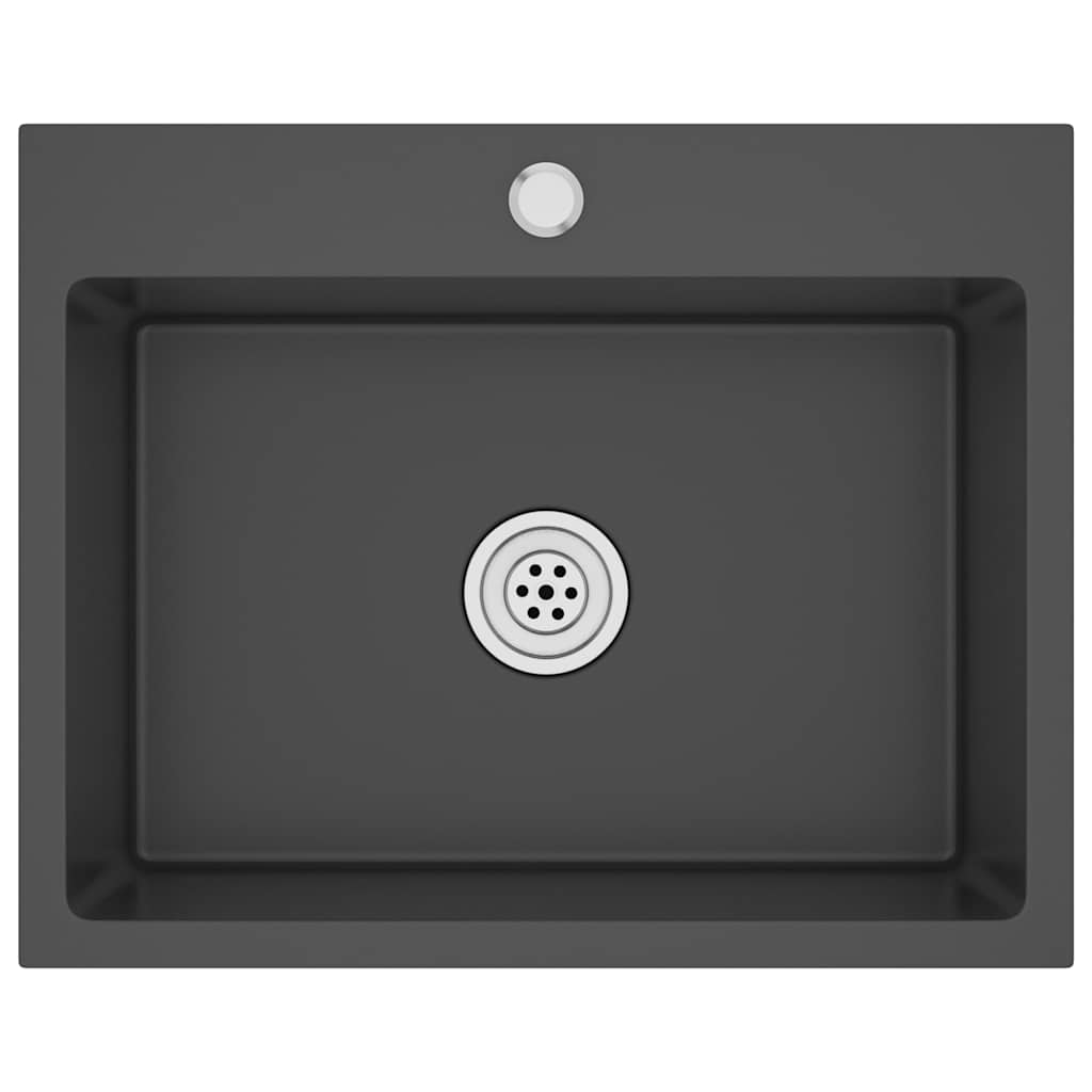 Lavello da Cucina Lavorato a Mano Nero Acciaio Inox - homemem39