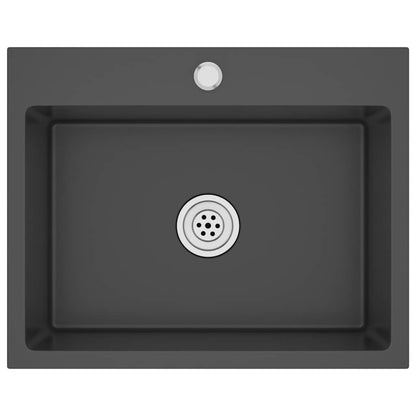 Lavello da Cucina Lavorato a Mano Nero Acciaio Inox - homemem39