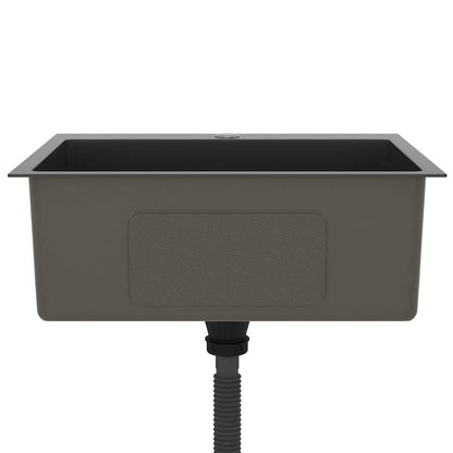 Lavello da Cucina Lavorato a Mano Nero Acciaio Inox - homemem39