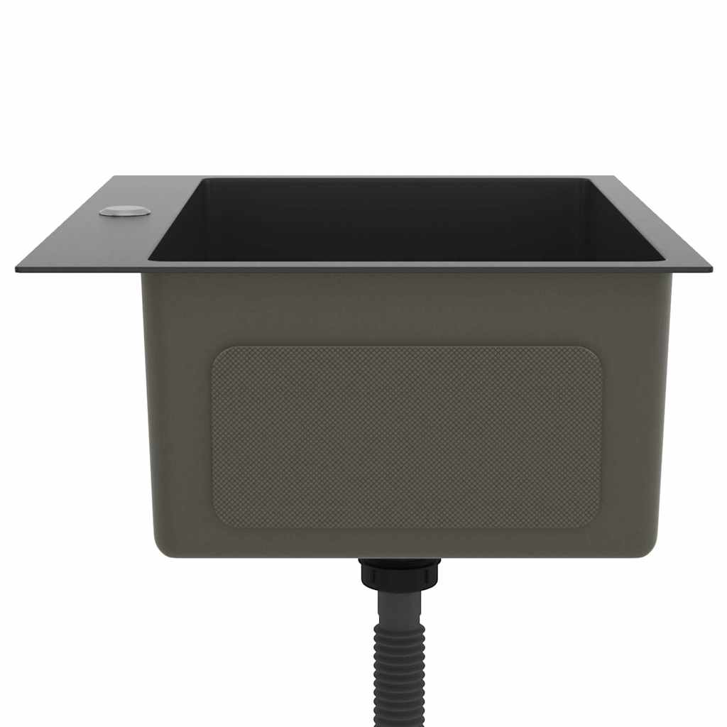 Lavello da Cucina Lavorato a Mano Nero Acciaio Inox - homemem39