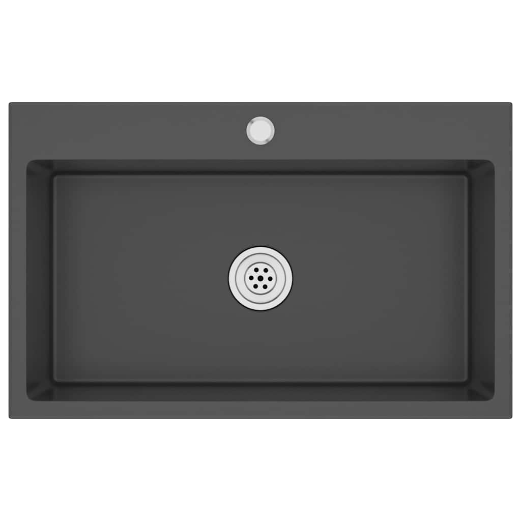 Lavello da Cucina Lavorato a Mano Nero Acciaio Inox | homemem39