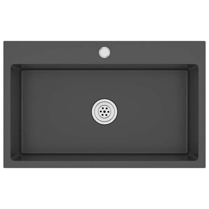 Lavello da Cucina Lavorato a Mano Nero Acciaio Inox - homemem39