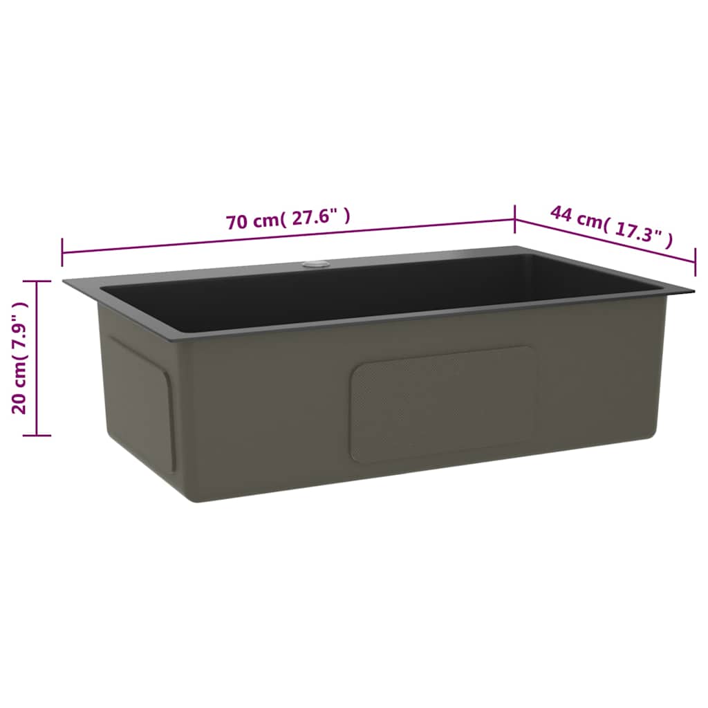 Lavello da Cucina Lavorato a Mano Nero Acciaio Inox | homemem39