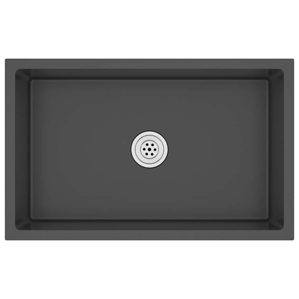 Lavello da Cucina Artigianale Nero in Acciaio Inox - homemem39