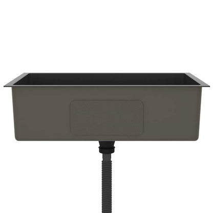 Lavello da Cucina Artigianale Nero in Acciaio Inox - homemem39