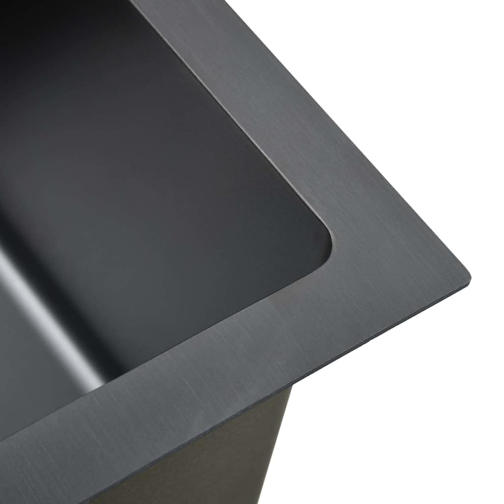 Lavello da Cucina Artigianale Nero in Acciaio Inox | homemem39
