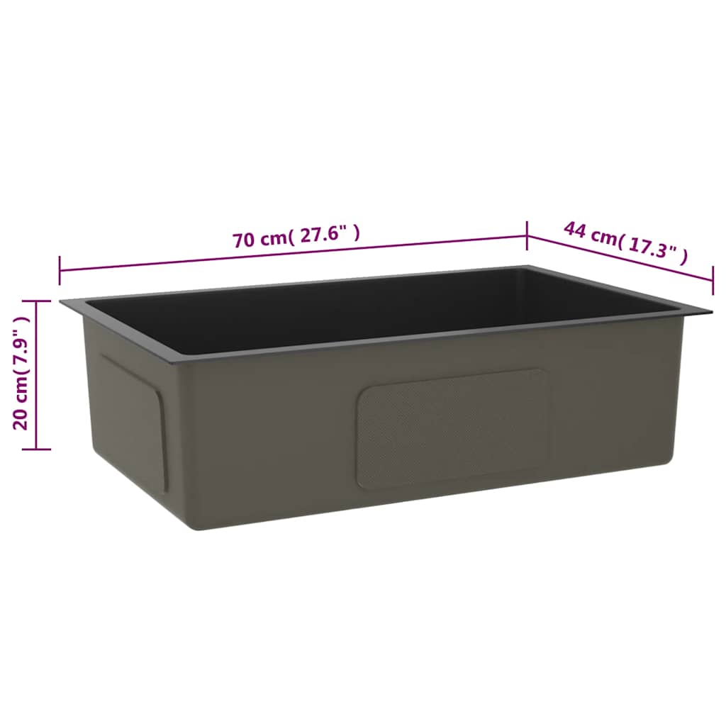 Lavello da Cucina Artigianale Nero in Acciaio Inox | homemem39