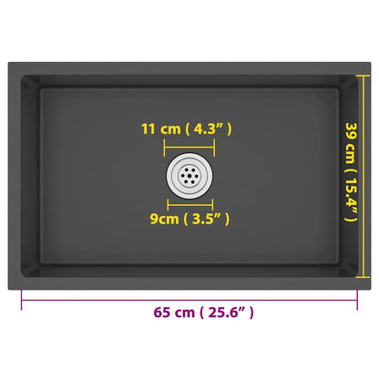 Lavello da Cucina Artigianale Nero in Acciaio Inox - homemem39