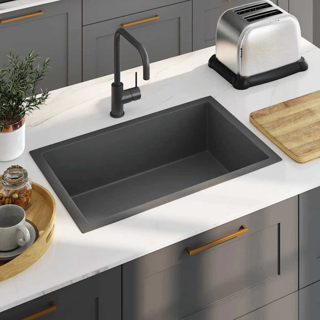 Lavello da Cucina Artigianale Nero in Acciaio Inox | homemem39
