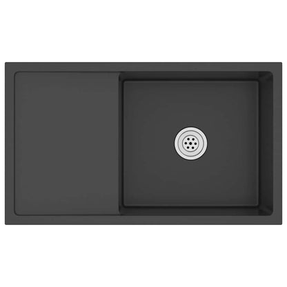 Lavello da Cucina Lavorato a Mano Nero Acciaio Inox